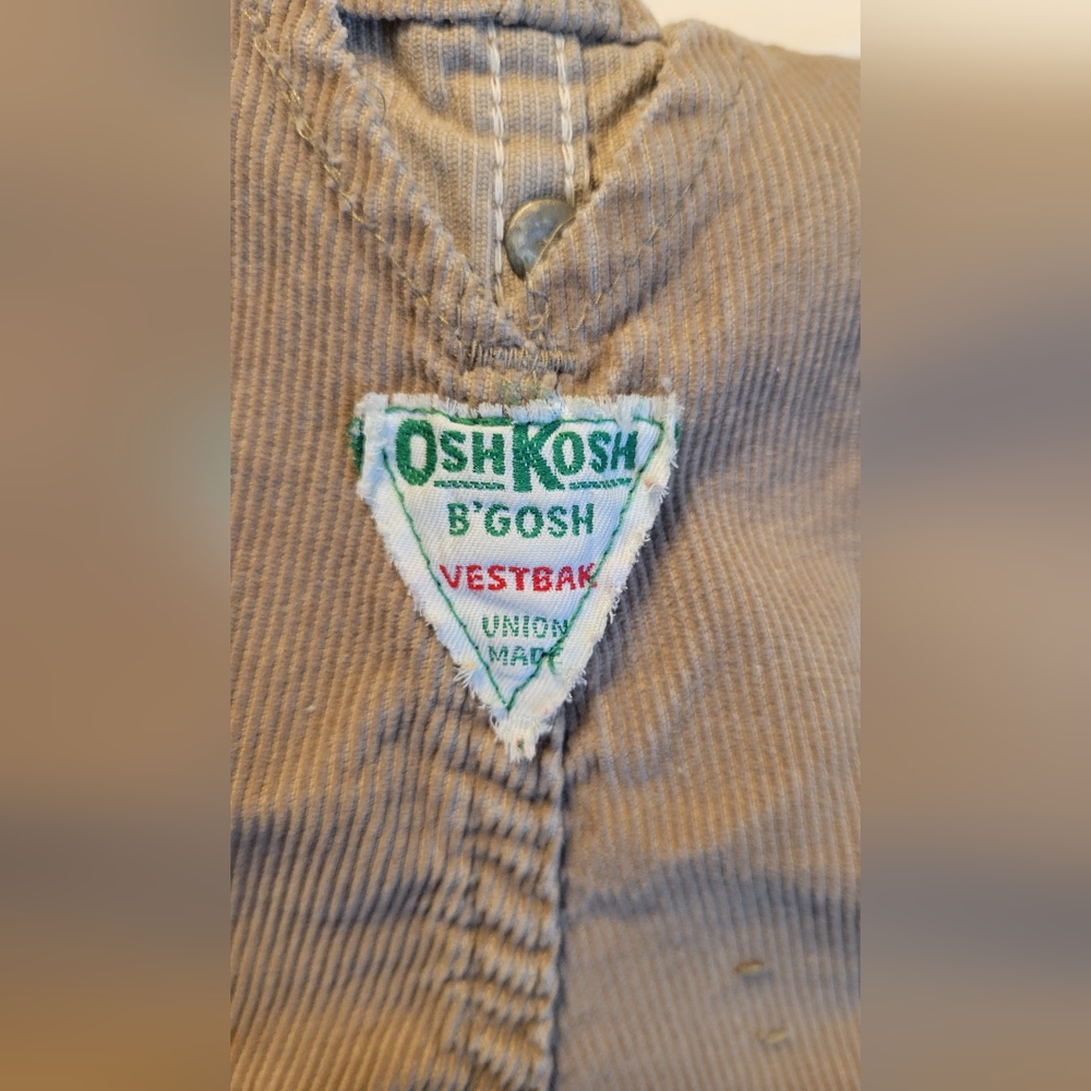 Rare Vintage OshKosh B'Gosh Dark Brown Corduroy Overalls 2T - Picture 4 of 7